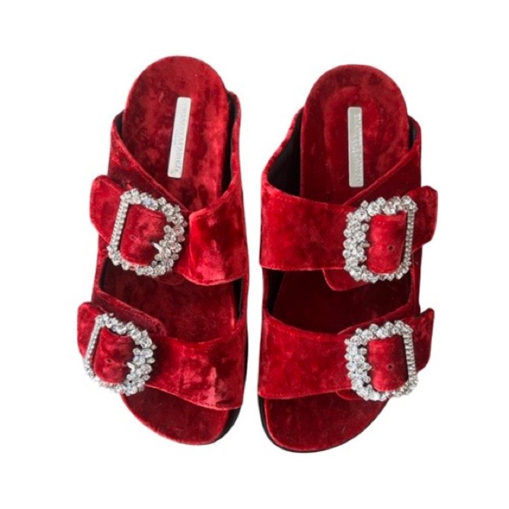 Emanuela Caruso Capri Crushes Velvet Slides - BRAND NEW